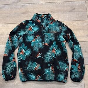 Quarter zip button fleece pullover sweater